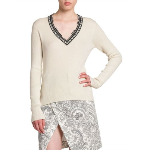 Etro Rib Knit V Neck Top