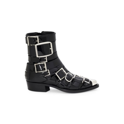 Alexander McQueen Patent Leather Buckle Boots