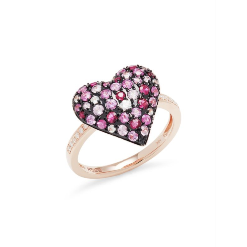 Effy 14K Rose Gold, Sapphire & Diamond Heart Ring