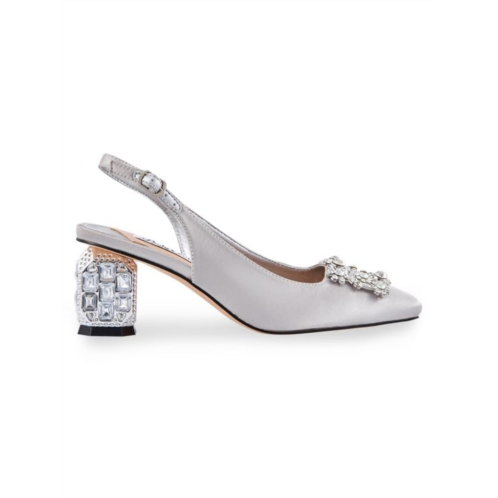 Lady Couture Precious Block Heel Slingback Crystal Pumps