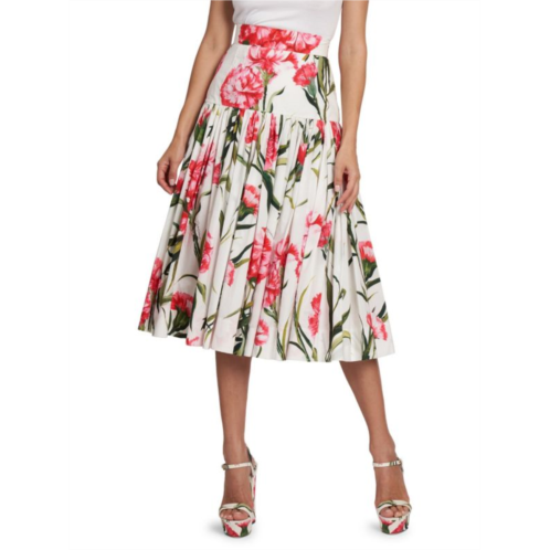 Dolce & Gabbana Carnations Pleated Midi Skirt