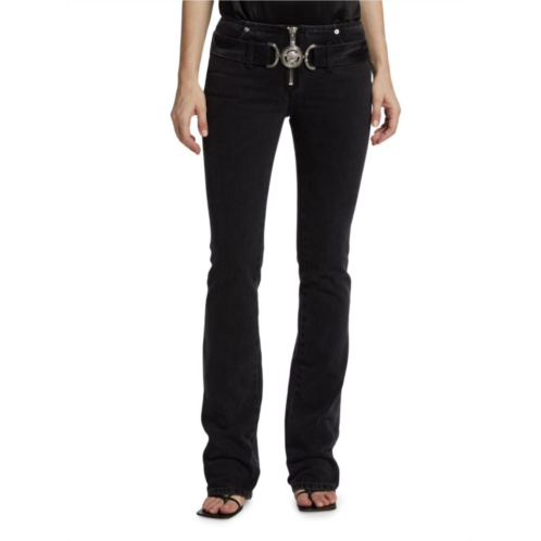 Versace Low Rise Belted Flare Jeans