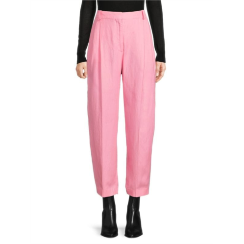 Stella McCartney Pleated Linen Blend Cropped Pants