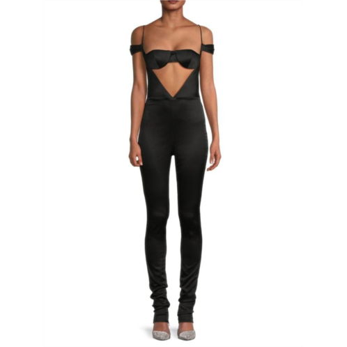 LaQuan Smith Cold Shoulder Cutout Jumpsuit