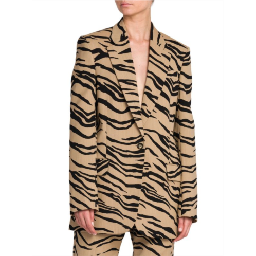 Stella McCartney Tiger Print Wool Blend Blazer