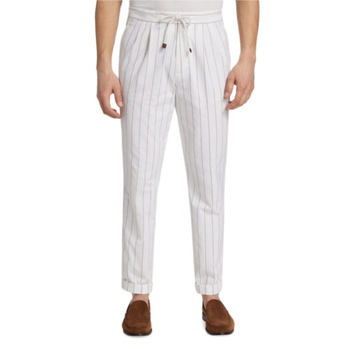 Brunello Cucinelli Striped Drawstring Pleated Pants