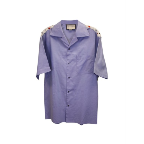 Gucci Genie Print Short Sleeve Shirt In Blue Cotton