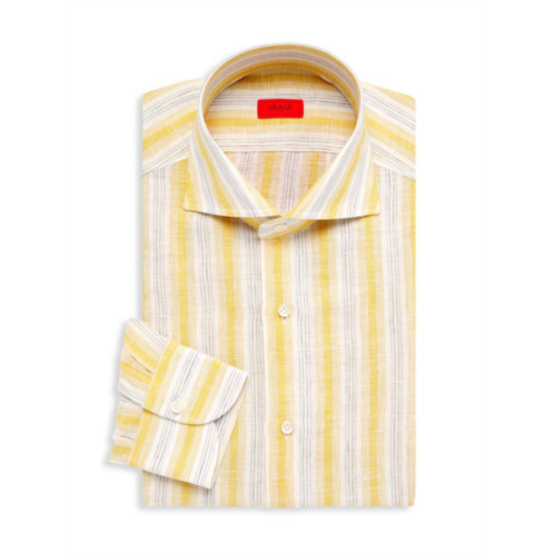 Isaia Striped Linen Dress Shirt