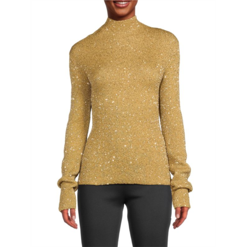 Proenza Schouler Sequin Mockneck Sweater