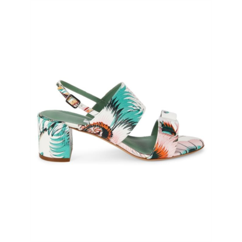 FERRAGAMO Giulia Floral Leather Sandals