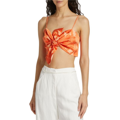Ramy Brook Charlotte Floral Twisted Crop Top