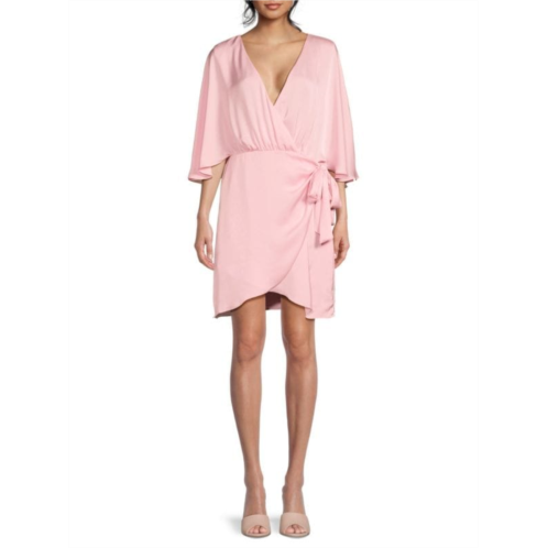 Ramy Brook Alexis Faux Wrap Satin Mini Dress