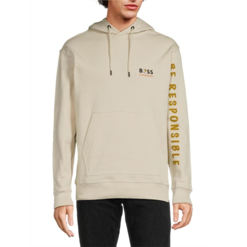 HUGO BOSS Wegenerated Logo Drawstring Hoodie