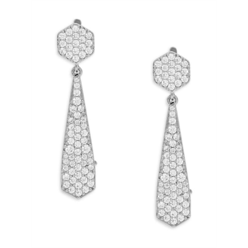 Adriana Orsini Rhodium Plated & Cubic Zirconia Hexagon Drop Earrings