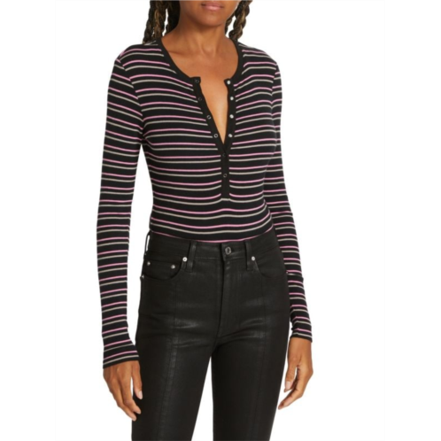 ATM Anthony Thomas Melillo Striped Henley Bodysuit