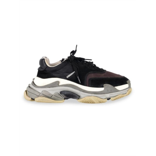 Balenciaga Triple S Sneakers In Black And Burgundy Suede Athletic Shoes Sneakers