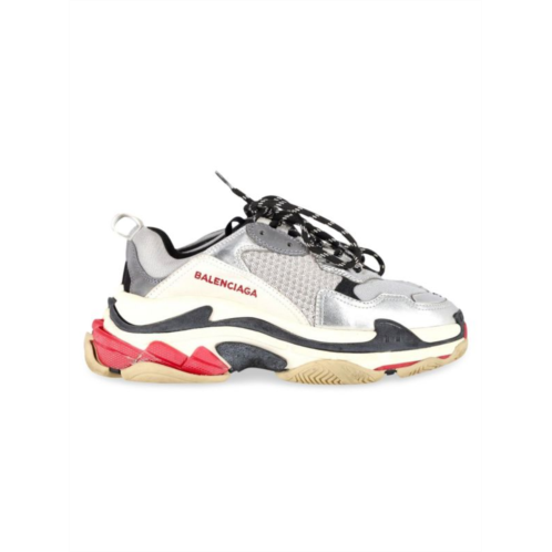 Balenciaga Triple S Sneakers In Silver Polyester Athletic Shoes Sneakers