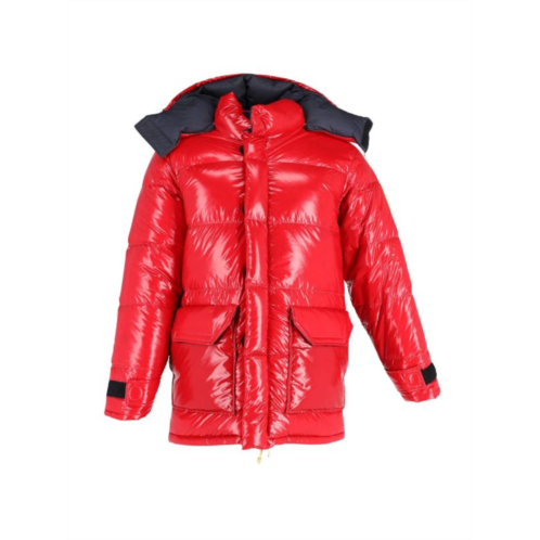 The North Face Brown Label Quilted Hooded Down Jacket In Red Nylon