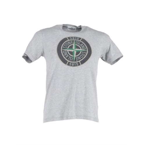 Stone Island Logo Print T-Shirt In Grey Cotton