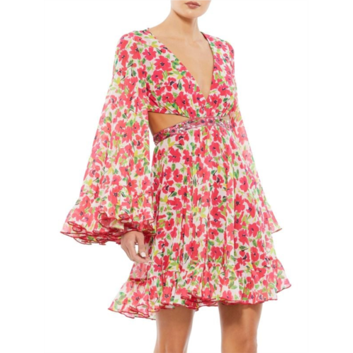 Mac Duggal Floral Cutout Bell Mini Dress