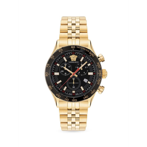 Versace Hellenyium Chrono 44MM IP Goldtone Stainless Steel Bracelet Watch