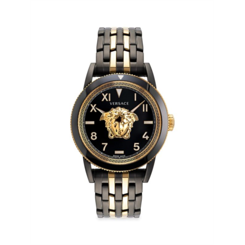 Versace Palazzo Two-Tone Matte Stainless Steel Greca Bracelet Watch