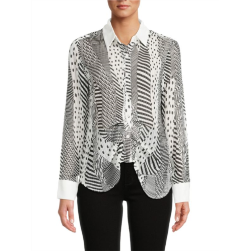 Patrizia Luca Striped & Dotted Button Up Shirt
