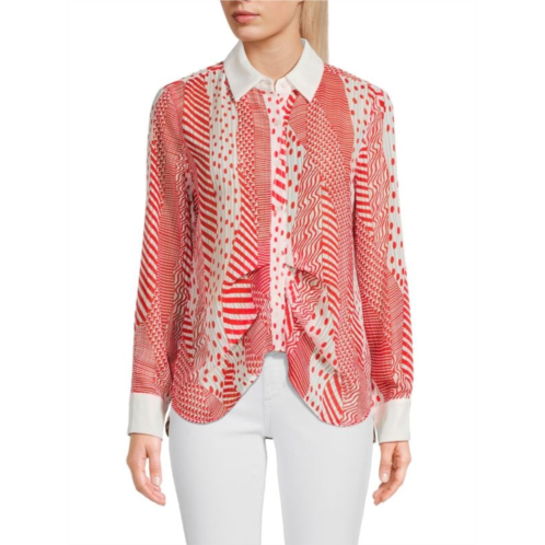 Patrizia Luca Striped & Dotted Button Up Shirt