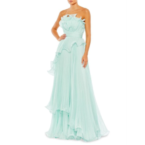 Mac Duggal Ruffle Strapless A Line Gown