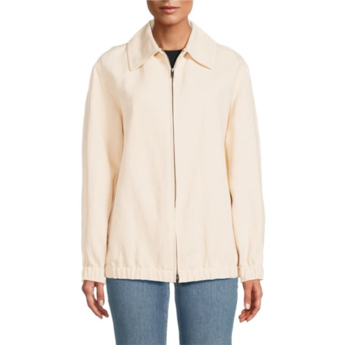 Vince Spread Collar Linen Blend Bomber Jacket