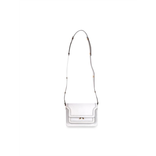 Marni Trunk Shoulder Bag In White Calfskin Leather