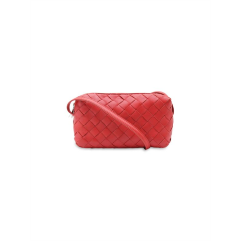 Bottega Veneta Mini Intrecciato Crossbody Bag In Crimson Red Leather