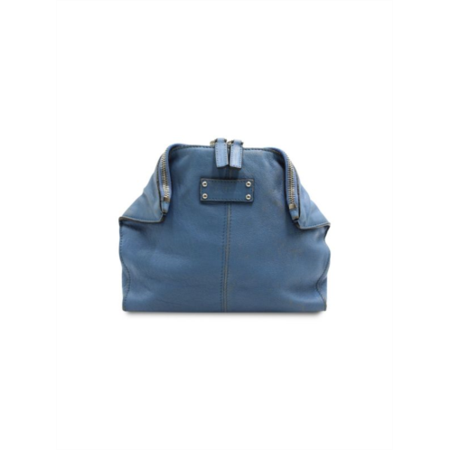 Alexander Mcqueen De Manta Clutch Bag In Blue Leather