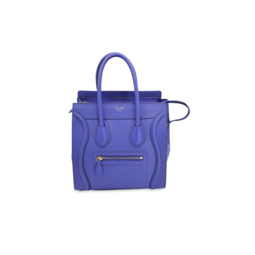Celine Micro Luggage Handbag In Blue Calfskin Leather