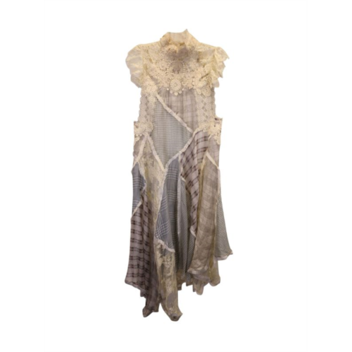 Zimmermann Cavalier Plaid Asymmetric Dress In Beige Silk