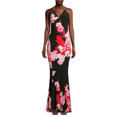 Norma Kamali Floral Mermaid Fishtail Gown