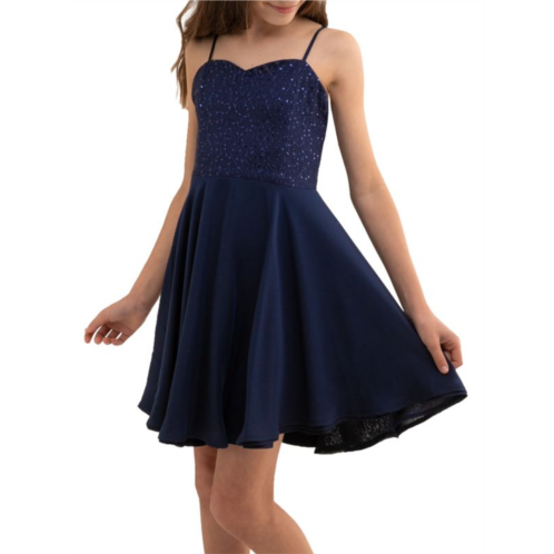 Un Deux Trois Girls Sequin Chiffon A Line Dress