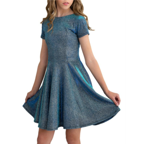 Un Deux Trois Girls Glitter A Line Dress