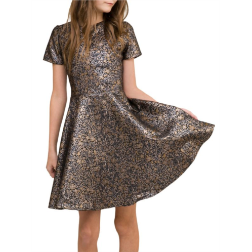 Un Deux Trois Girls Jacquard A Line Dress