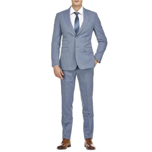 English Laundry Slim Fit Wool Blend Striped Suit