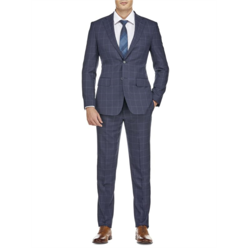 English Laundry Slim Fit Wool Blend Check Suit