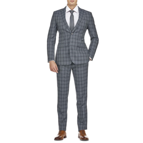 English Laundry Slim Fit Wool Blend Windowpane Suit