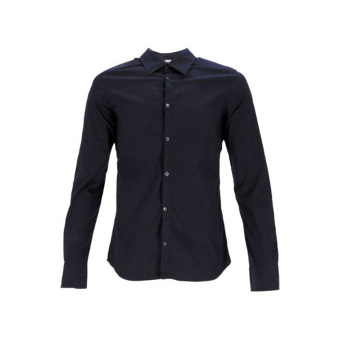 Prada Classic Button Up Shirt In Black Cotton