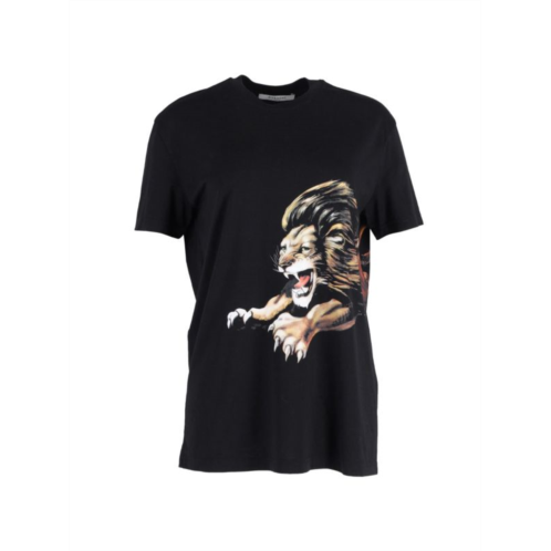 Givenchy Lion Print Oversized T-Shirt In Black Cotton