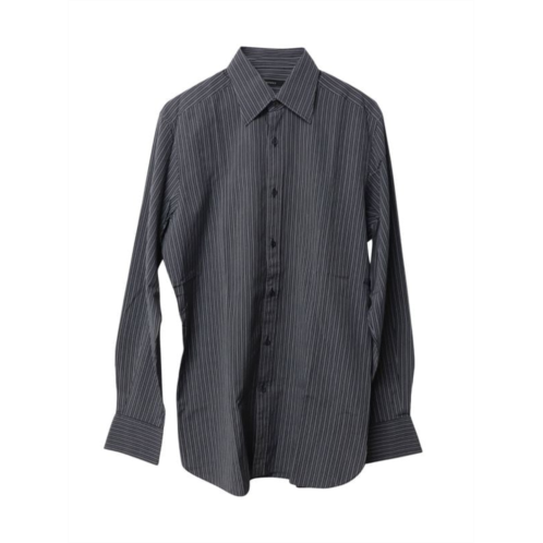 Gucci Striped Button Down Shirt In Navy Blue Cotton