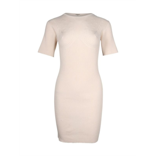 Stella Mccartney Ribbed Knit Mini Dress In Beige Cotton