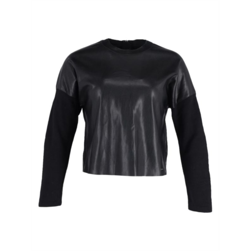 Dsquared2 Faux Leather Jumper In Black Polyester