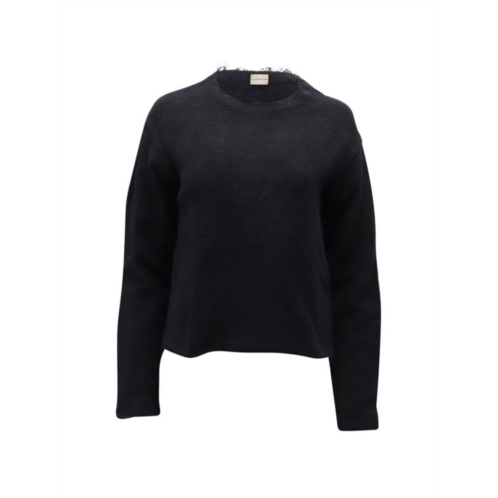 Simon Miller Frayed Neckline Sweater In Black Cotton