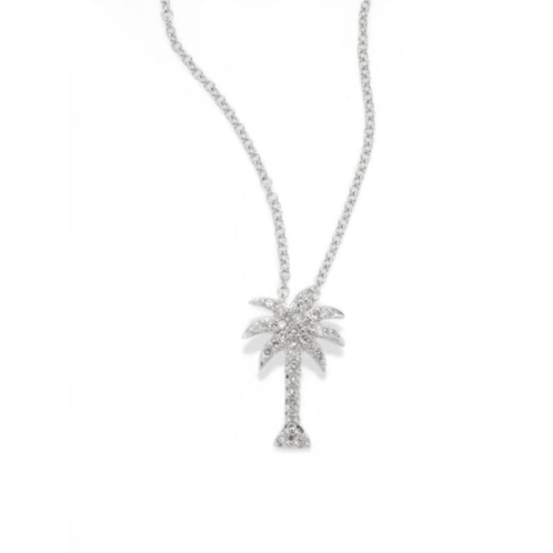 Effy 14K White Gold & 0.1 TCW Diamond Palm Tree Pendant Necklace