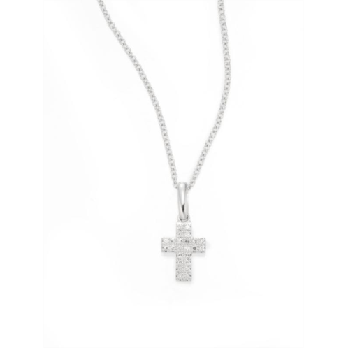 Effy 14K White Gold & 0.08 TCW Diamond Cross Pendant Necklace